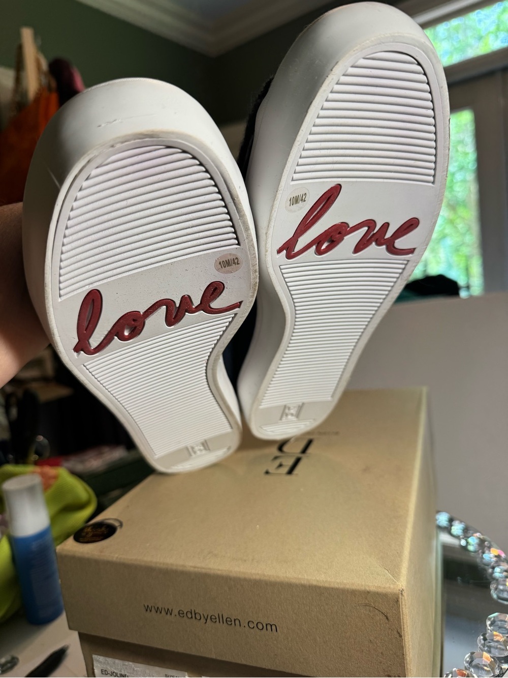 Ellen Degeneres Navy Joland Sneaker with Script Appliqué “Love” NIB - Picture 6 of 12